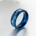 thumbnail image 3 of 8mm ECG Blue Carbon Fiber Titanium Steel Band Men's Fashion Party Ring Size 7-11, 3 of 3