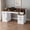 Brown-white, variant on Rectangular Computer Desk with Hutch & Printer Stand, Ripple Door Storage Home Office Desk, Space-Saving Study Writing Desk for Bedroom, Sturdy Board Student Desk with Easy Assembly, Brown