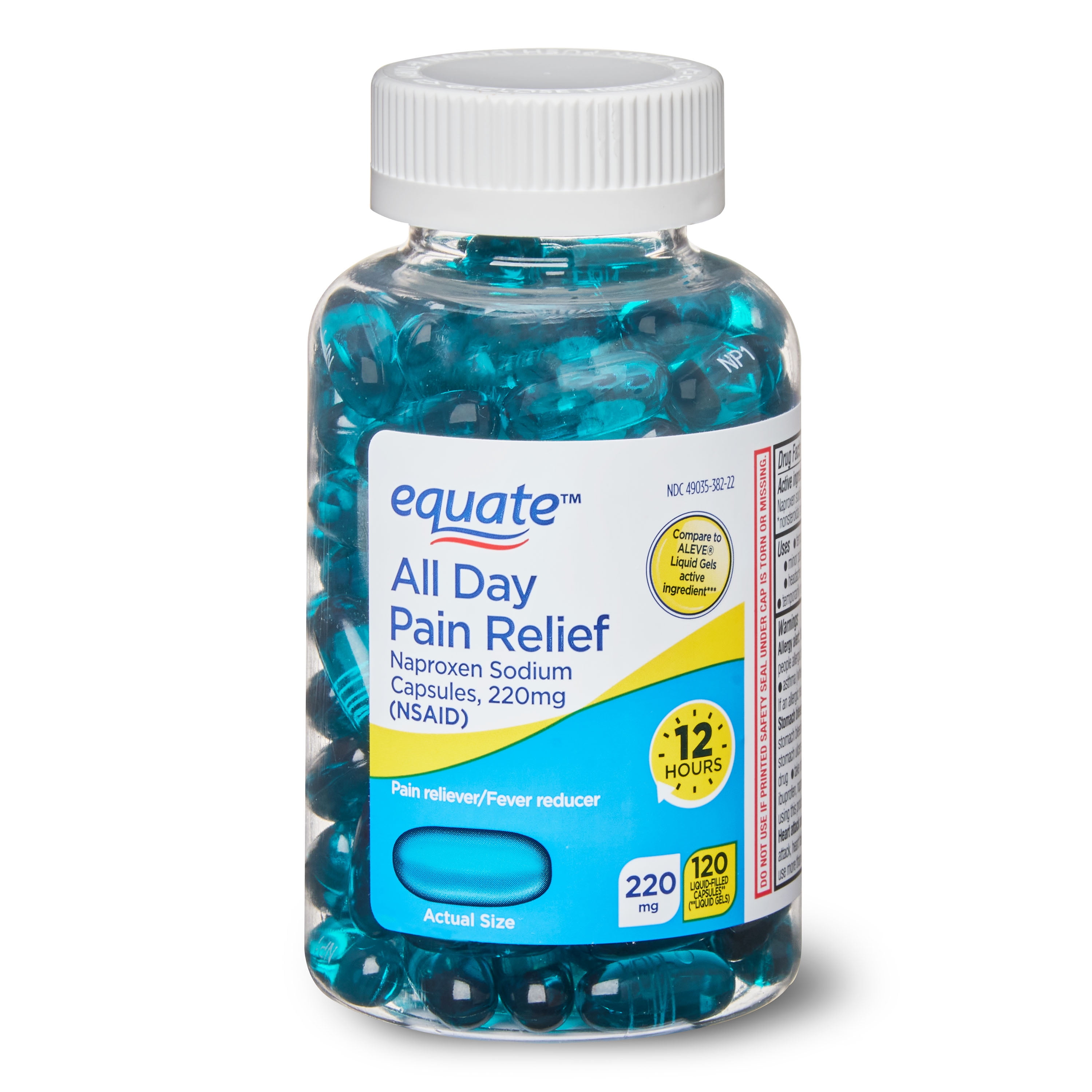 Equate All Day Pain Relief Naproxen Sodium Liquid Gels, 220mg, 120