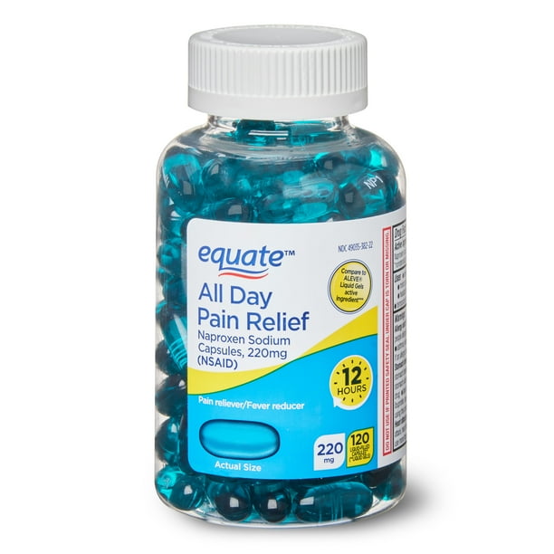 Equate All Day Pain Relief Naproxen Sodium Liquid Gels, 220mg, 120