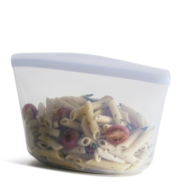 Bolsa de almacenamiento reutilizable de silicona Stasher de 48 oz, transparente