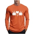 thumbnail image 3 of YOIAVAIOY T-Shirts Graphiques à Manches Longues pour Hommes, T-Shirts d'Halloween à Imprimé Fantôme Citrouille, Manches Longues, Col Rond, Hauts d'Automne, Blouse Décontractée de Festival, Orange, TTTG, 3 of 6