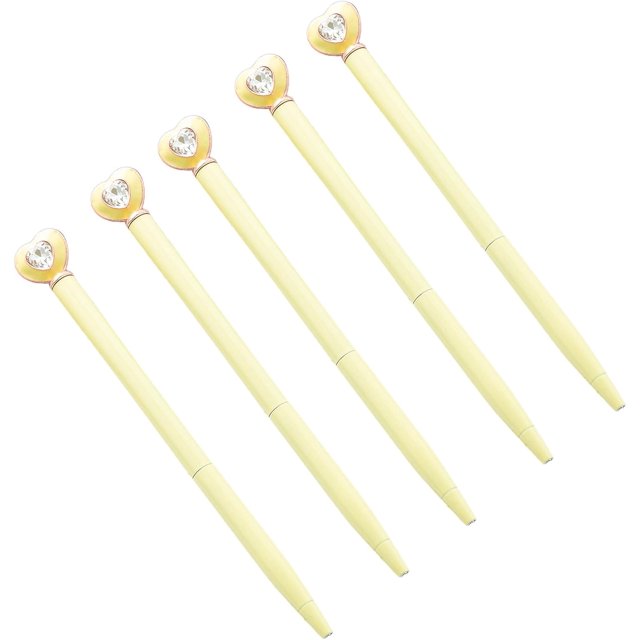 6Pcs Heart Crystal Ballpoint Pen Twist Action Ballpoint Pen Smooth to Write