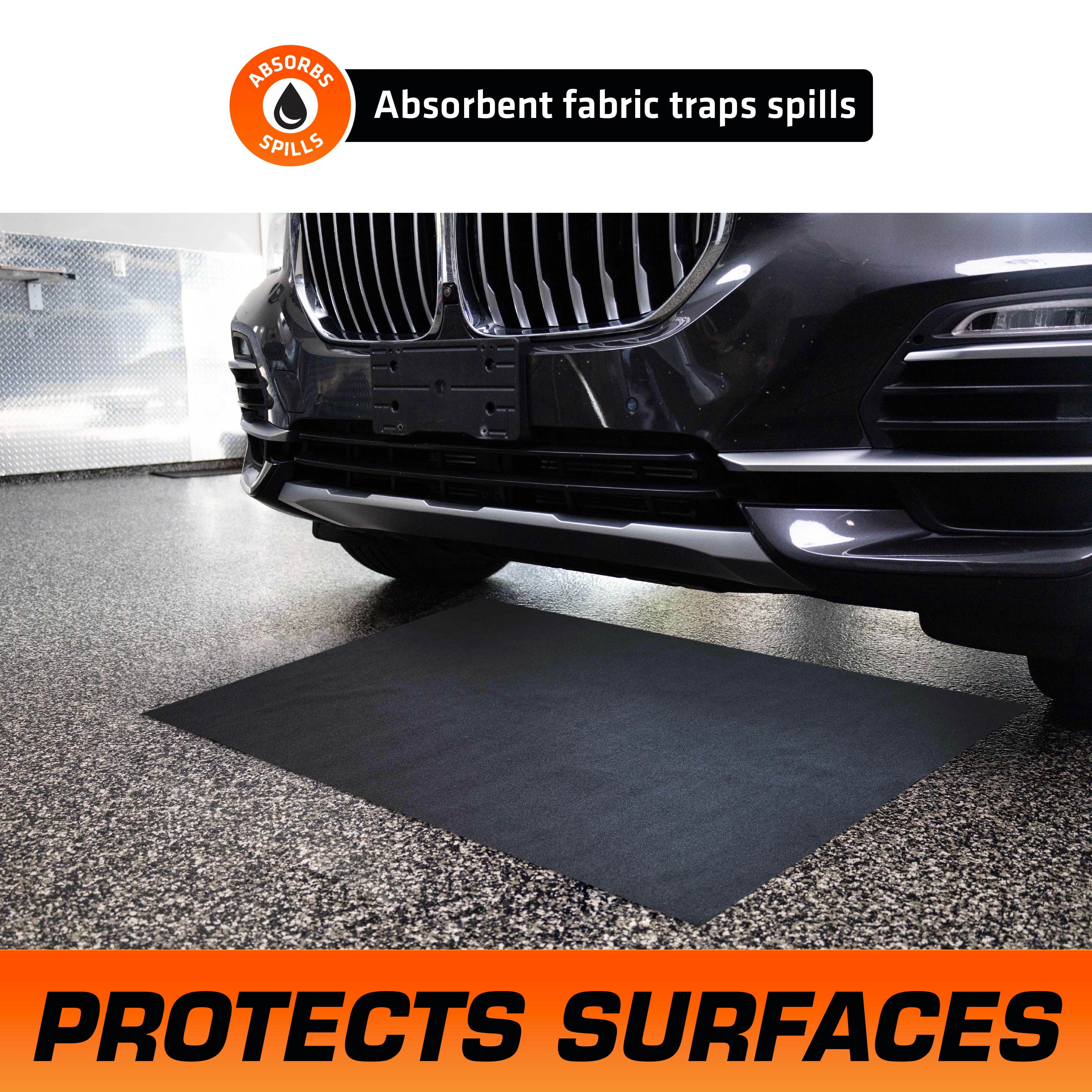 Armor All Premium Oil Spill Mat, Garage Floor Maintenance Mat (30" x 59"), Absorbent Oil Pad, Reusable, Washable, Durable, Waterproof Backing Contains Liquids, Protects Surface
