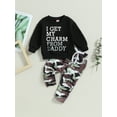 thumbnail image 3 of Elippeo Baby Boys Cute Clothes 6M 12M 18M 24M 3Y Letter Print Long Sleeve Sweatshirt and Elastic Camouflage Pants 2 Piece Outfits for Toddler, 3 of 10