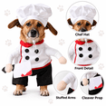 thumbnail image 4 of Pet Chef Costume for Dogs and Cats Halloween Dress Up Outfit with Hat Padded Arms Knife Prop Jumpsuit Apparel ,L, 4 of 5