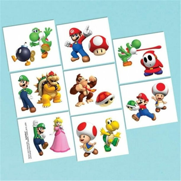 Amscan Super Mario Brothers Tatouages, Cadeaux De Fête 