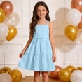 thumbnail image 6 of NAISIBABY Girls Summer Dress, with Pockets Ruffles Tiered Sleeveless Kids Cute Flowy Sundress Blue Size 7, 6 of 8