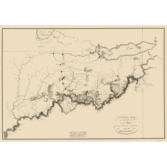 Historic Nautical Map - Ohio River - Collot 1796 - Vintage Wall Art