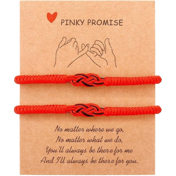2Pcs Handmade Knot Red String of Fate Protection Good Luck Bracelet Set for Women Men Adjustable Braide Rope Long Distance Relationship Bracelet Amulet Jewelry Gift