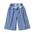 thumbnail image 1 of DXOUPM Girls' Denim Shorts Embroidered Flowers Lightweight Wide Leg Jean Pants with Pockets, 1 of 3