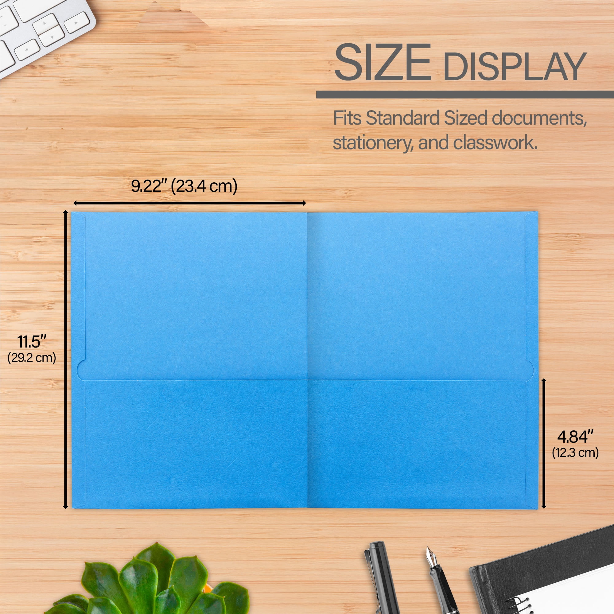 BAZIC 2 Pockets Paper Folder, Premium Leatherette Portfolio, 125-Count