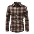 thumbnail image 5 of Josdec Men Classic Plaid Flannel Button Down Shirt, Turndown Collar Long Sleeve Overshirt Jacket, Warm Fall Winter Casual Layering Shacket Tops S-XXL, 5 of 9