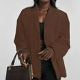 thumbnail image 4 of WTOBBY Women's Fashion Solid Color Retro Jacket with Oversized Fit and Pockets, Long Sleeve Casual Blazer Style,Coffee M, 4 of 7