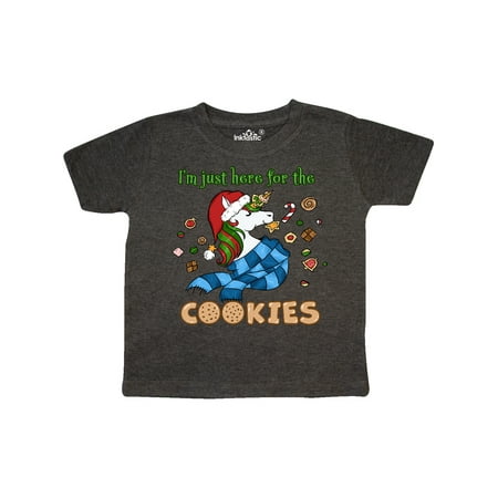 

Inktastic I m Just Here for the Cookies Cute Christmas Unicorn Gift Toddler Boy or Toddler Girl T-Shirt