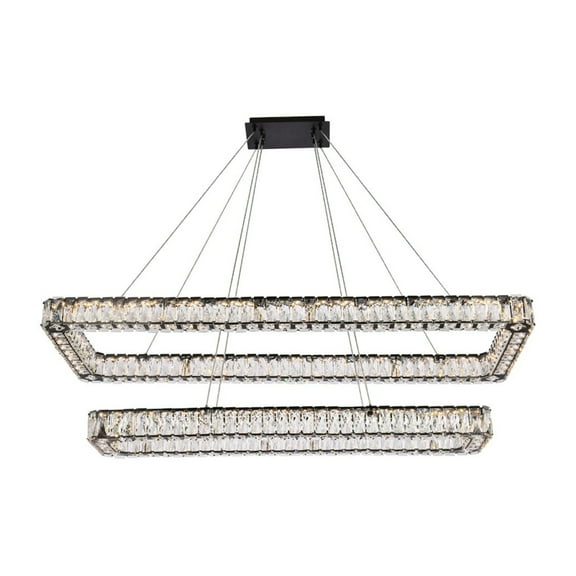 Monroe 50 inch LED double rectangle pendant in black