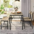 thumbnail image 5 of Dining Table Set for 4, Lofka 4 Pieces MDF Kitchen Table with Chairs and Bench Set, Storage Rack, for Dining Room & Small Spaces, Gray, 5 of 6