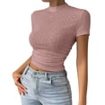 thumbnail image 2 of Womens Tops Women's Fashionable and Simple Crop Top with Exposed Navel High Neck Mesh Versatile Top Shirts for Women, 2 of 5