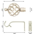 thumbnail image 4 of 3/4 Inch Standard Decorative Curtain Rod, 48-84" Adjustable Length with Round Twisted Cage Finials, 4 of 5