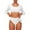 White, variant on Women Long Sleeve Crop Top Two Piece Cheeky High Cut Thong Bikini Swimsuit Floral Rash Guard Bathing Suit Black XL