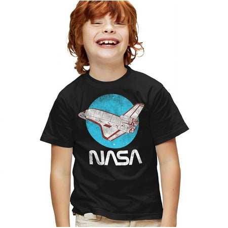 NASA Vintage Shuttle Kids T Shirt for Youth Boys and Girls, Black, Large