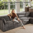 thumbnail image 3 of Ovios 32" Armless Seat Module for Modular Sectional Sofa Plush Corduroy Upholstery Cloud Middle Armless Chair with Pillow for Living Room, Bedroom, Gray, 3 of 10