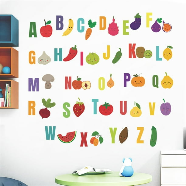 Cartoon Letter Fruit Children Bedroom Preschool Wall Sticker Creative  Wallpaper 