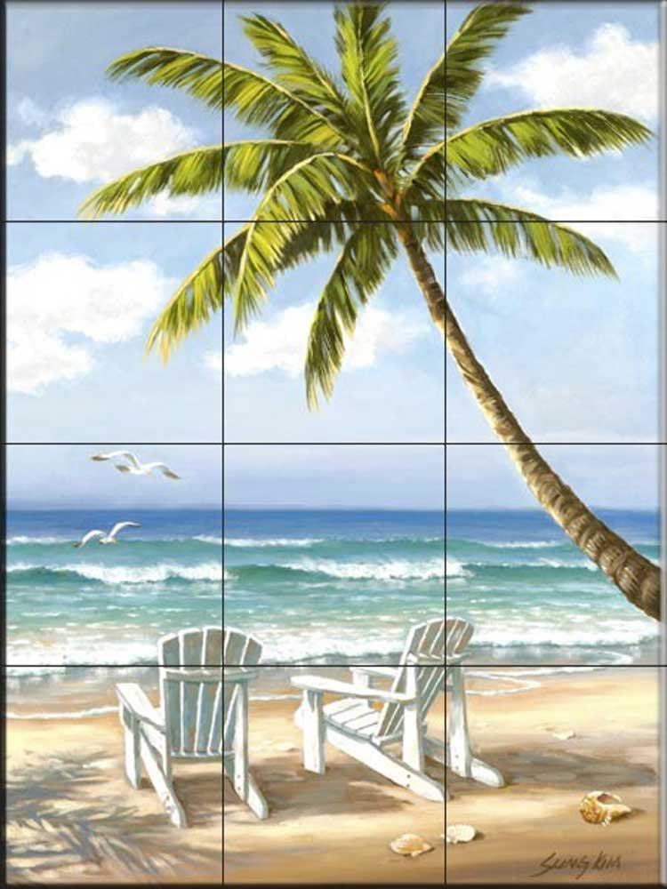Ceramic Tile Mural Hidden Beach By Sung Kim Kitchen