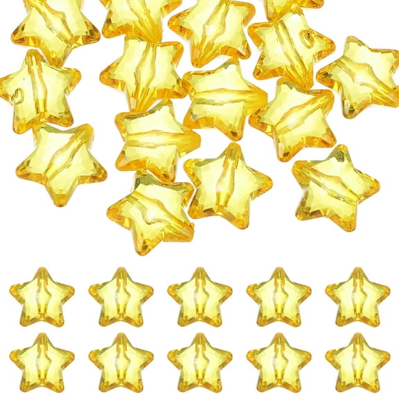 20-Pack Acrylic Star Beads, 28mm Crystal Star Beads for Jewelry Making/Bracelet/Necklace/DIY Crafts [Yellow]