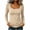 Beige, variant on Women's Square Neck Ribbed Long Sleeve Top, Contrast Trim Slim Fit Casual Shirt