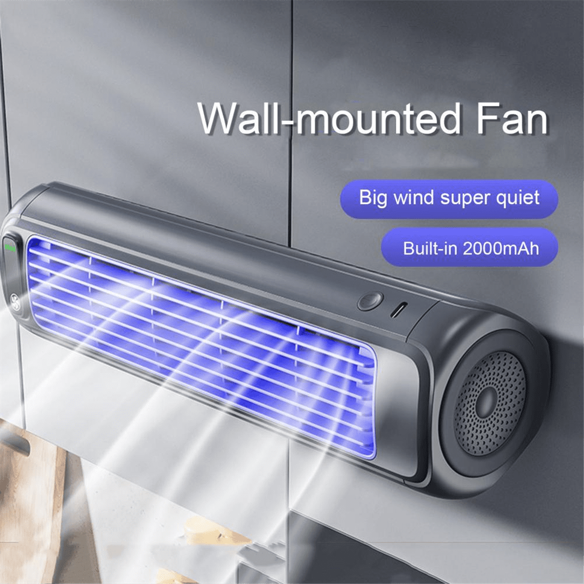 Portable Air Conditioning Cooling Fan Multiple Adjustable Gears Home Office Kitchen Cooling Fan Home Wall Mounted Fan,1*Fan 1*Data cable 2*Hook
