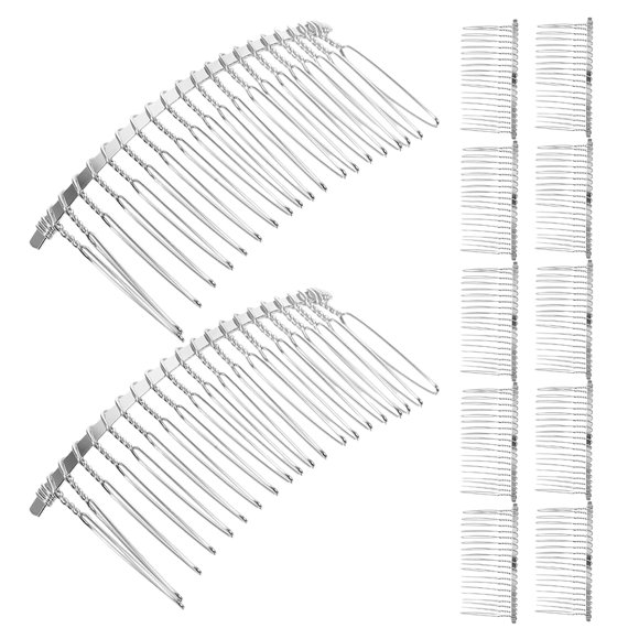 OULII 20 Pcs Peignes Latéraux Courbés Argentés Accessoires de Mariage pour Mariées Design Élégant