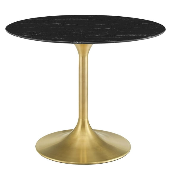 Dining Table, Round, Artificial Marble, Metal Steel, Gold Black, Modern Contemporary Urban Design, Kitchen Room Cafe Bistro Restaurant Hospitality