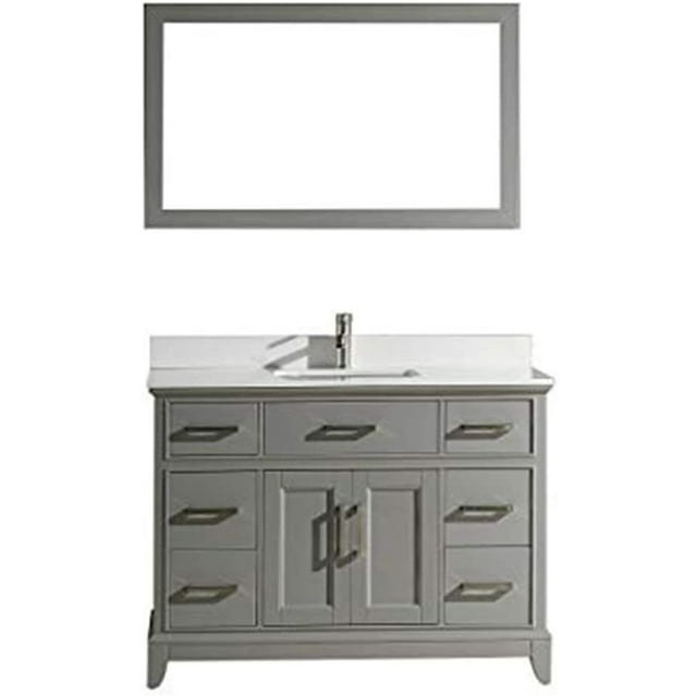 Vanity Art 48" Single Sink Bathroom Vanity Set with Engineered Marble Top and Free Mirror