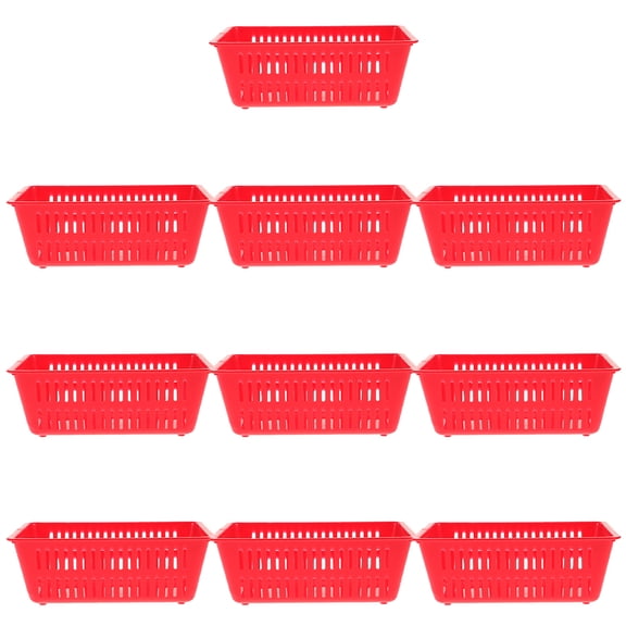 PAMINGONO 10Pcs Red Plastic Storage Baskets Large Capacity Reusable Coin Holders