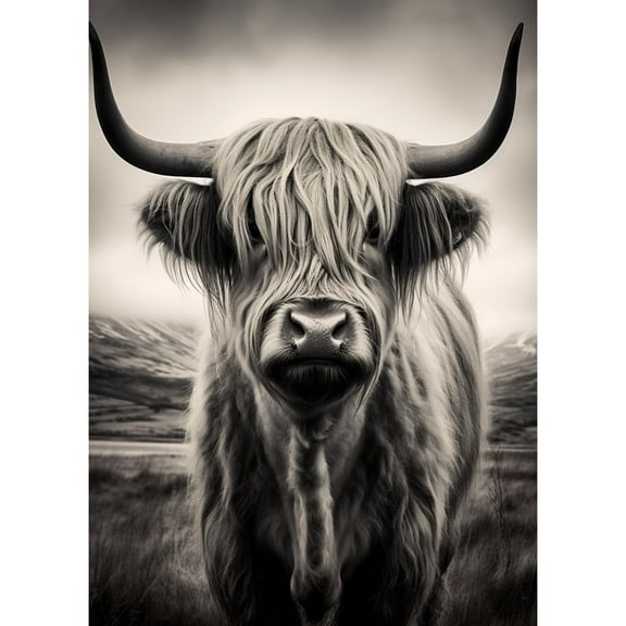 Black and White Highland Cattle 5D Diamond Art DIY Paint with Full Drill Round Diamond Gems Painting by Number Kits for Adults Art Craft Home Wall Decor 15.8x19.8in(2)
