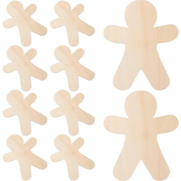 FRCOLOR 10pcs Christmas Gingerbread Decor Khaki Wooden Cutouts for Packaging