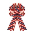 thumbnail image 2 of geerera 17.7" Patriotic Star & Stripe Wreath Bow, Red White Blue American Flag Ribbon Bow, 4th of July Independence Day Door & Fence Decor, 2 of 6