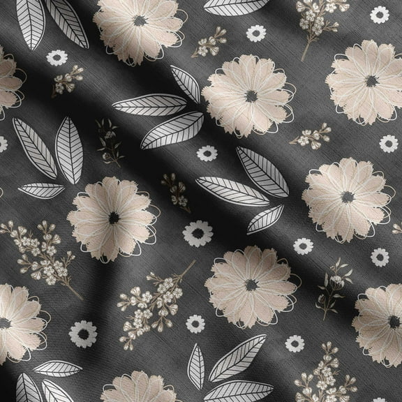 Soimoi Floral Print, Silk Fabric Decor Sewing Fabric By The Yard- 42 Inch WideDecorative Fabric For Shirts, Suits, Ties-Gray