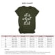 thumbnail image 4 of Camiseta de verano de manga corta con estampado negro sobre verde oliva para mujer, cómoda e informal, camiseta con letras extragrandes XXXL, 4 of 4