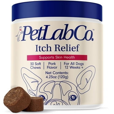 PetLab Co. Itch Relief Chews For Dogs - For Dry, Occasionally Itchy Skin and Coats - Omega 3 & 6. 30 ct