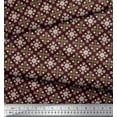 thumbnail image 3 of Soimoi Brown Poly Georgette Fabric Aster & Roses Damask Print Sewing Fabric Yard 42 Inch Wide, 3 of 5