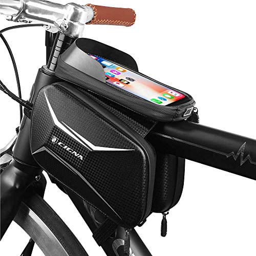 Slicoo Waterproof Bike Bag for Handlebars Bicycle Bag Phone Mount Top Tube Bike Bag Phone Case Holder Cycling Accessories Touchscreen Bike Bag Compatible with iPhone Samsung and Android Phones