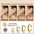 thumbnail image 7 of YEUOYEA Gold Plated Checkered Hoop Earrings for Women, Black White Enamel Wide Hoops, 40mm, 7 of 7