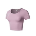 thumbnail image 2 of A2Y Women's Basic Cute Scoop Neck Cotton Short Sleeve Crop Top Dusty Lavender L, 2 of 5