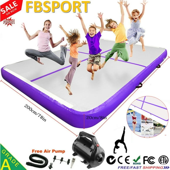 Fbsport Purple 3m*2m*0.2m Inflatable Air Track Tumbling Gymnastic Mat Floor Home Training 20cm thick Airtrack mat Gift