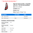 thumbnail image 2 of Right Tail Light Assembly - Compatible with 2014 - 2019 Kia Soul Hatchback 2015 2016 2017 2018, 2 of 2
