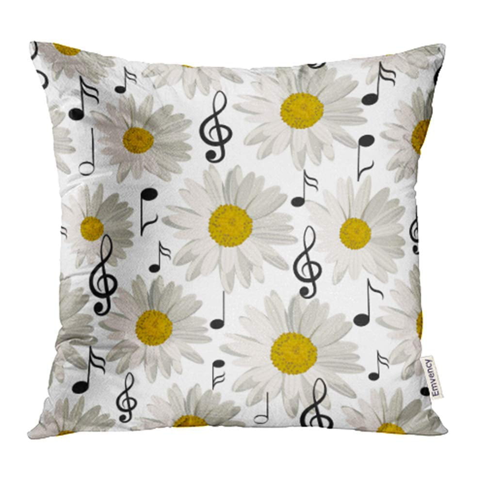small Pillow Case & 1 WHITE Travel Pillow DAISIES Daisy FLOWERS Blue & Yellow 
