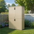 thumbnail image 3 of Patiowell 50 Cu.FT Large Outdoor Storage Shed with Floor, Lockable & Waterproof Horizontal Resin Cabinet for Patio Tools, Beige, 3 of 9