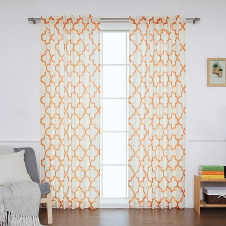 Best Home Fashion Inc Moroccan Geometric Sheer Rod Pocket